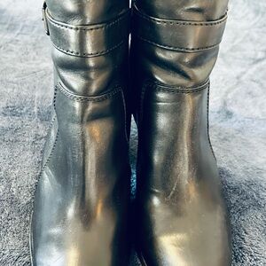 Frye Black Leather Patty Riding Booties